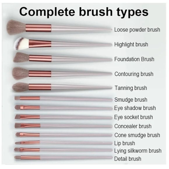 Beauty Brush Set of 13 with soft plush pouch New in package - Picture 4 of 5